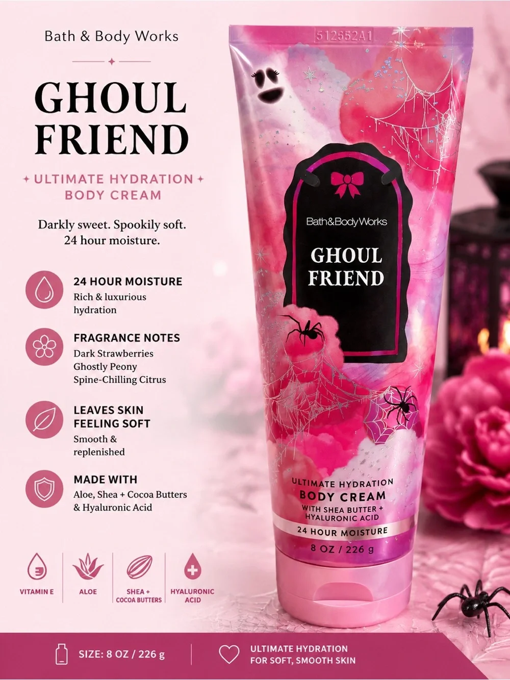 Bath & Body Works Ghoul Friend Pink and Black Body Cream